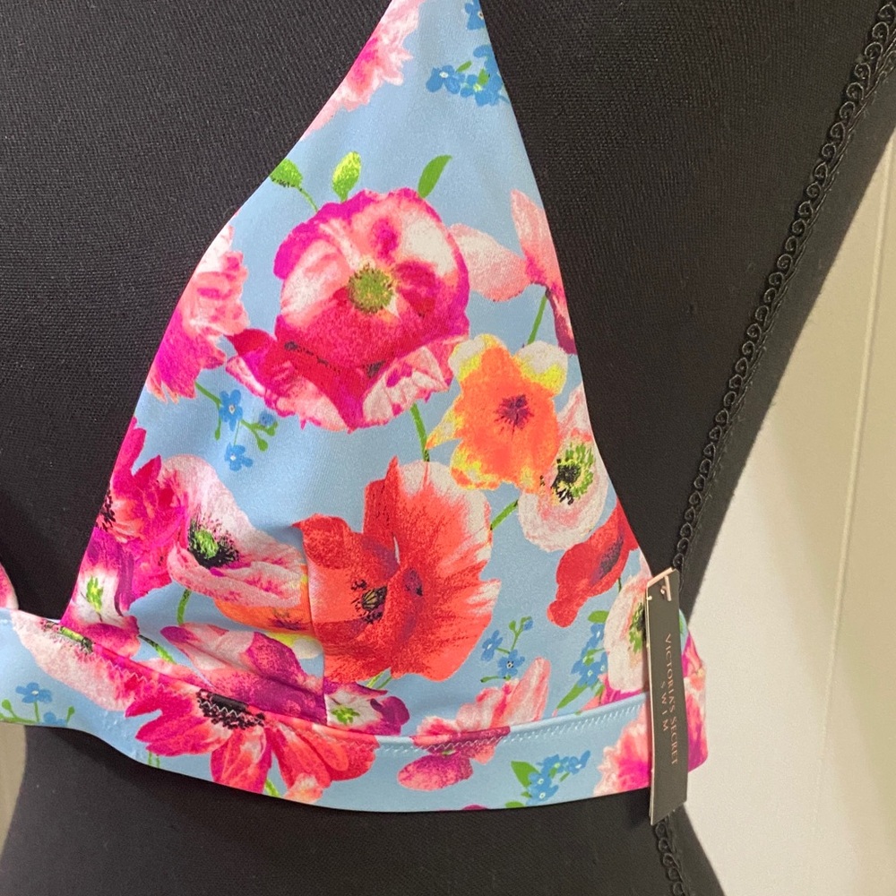 Victoria's Secret Floral Swim Top in Pink and Blue. NWT.